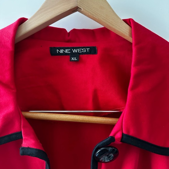 Nine West Red jacket coat with Black Trim - Picture 2 of 11